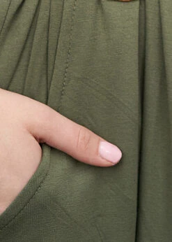 Cloud5ive Fashion Damen Longform Bandeau Kleid 2-Pockets Gürtel Military Grün -Onlyy Kleidung Geschaft 18067820 4