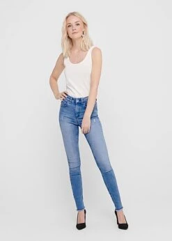 ONLY Damen NOOS Ankle Skinny Jeans Hose 5-Pockets Crash Optik Hell Blau Denim