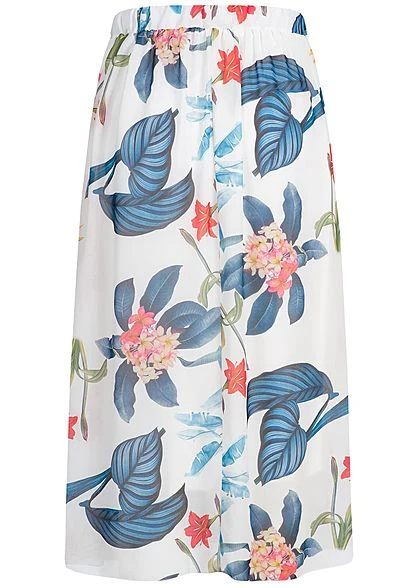 Styleboom Fashion Damen Chiffon Skirt Floral Print 2-Layer Weiss Multicolor 3 Styleboom Fashion Damen Chiffon Skirt Floral Print 2-Layer Weiss Multicolor – Bild 3