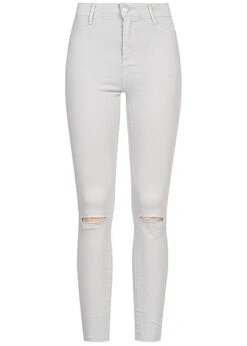 Seventyseven Lifestyle Damen Jeans Destroy Look 4-Pockets Hell Grau