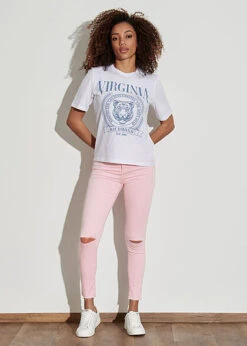 Seventyseven Lifestyle Damen Jeans Destroy Look 4-Pockets Rose -Onlyy Kleidung Geschaft 19059107 3