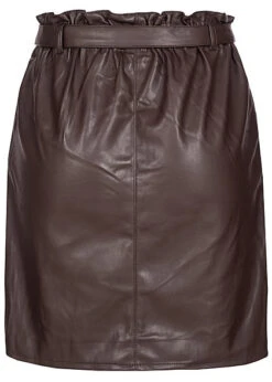 ONLY Damen Belted Fake Leather Paper Bag Skirt 2-Pockets Chocolate Plum Braun -Onlyy Kleidung Geschaft 19083551 2