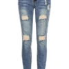 Seventyseven Lifestyle Damen Skinny Jeans 5-Pockets Heavy Destroy Blau Denim