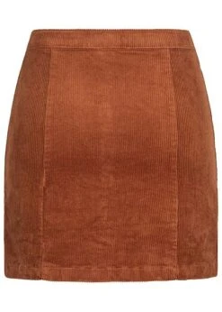 Seventyseven Lifestyle Damen Mini Cord Skirt Buttons Front Caramel Braun -Onlyy Kleidung Geschaft 19099042 2