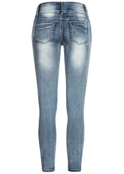 Cloud5ive Damen Skinny Jeans 5-Pockets Destroy Look Hell Blau Denim -Onlyy Kleidung Geschaft 19107074 2