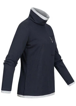 Styleboom Fashion Damen Rollkragen Longsleeve 2in1 Optik Brusttasche Navy Blau -Onlyy Kleidung Geschaft 20016111 1