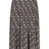 Hailys Damen Midi Rock 2-lagig Blumen Print Gummibund Schwarz Multicolor
