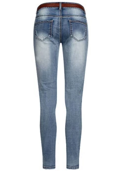 Cloud5ive Damen Jeans Skinny 5-Pockets Inkl. Gürtel Destroy Look M. Blau D. -Onlyy Kleidung Geschaft 20037001 2