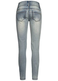 Seventyseven Lifestyle Damen Jeans Skinny Hose 5-Pockets Destroy Look Medium Blau Den -Onlyy Kleidung Geschaft 20037004 2