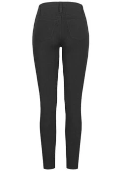 Cloud5ive Damen Skinny Jeggings Hose 2 Deko Taschen Vorne Schwarz Denim -Onlyy Kleidung Geschaft 20037007 2