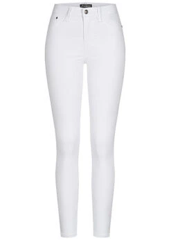 Cloud5ive Damen Skinny Jeggings Hose 2 Deko Taschen Vorne Weiss Denim