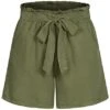 Hailys Damen Paperbag Shorts 2-Pockets Bindedetail Vorne Khaki Grün
