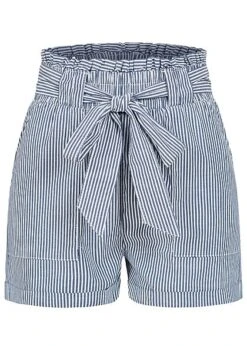 ONLY Damen NOOS Paperbag Shorts Inkl. Bindegürtel Streifen 2-Pockets Medium Blau