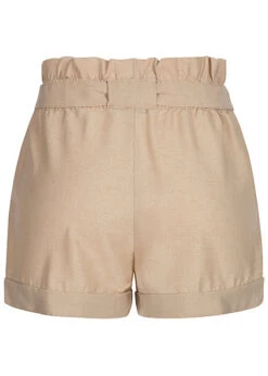 ONLY Damen Paperbag Shorts Inkl. Bindegürtel High Waist 2-Pockets Humus Beige -Onlyy Kleidung Geschaft 20042078 2