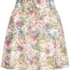 Vero Moda Damen Mini Falten Rock Floraler Print Snow Weiss Multicolor