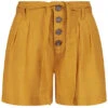 ONLY Damen High Waist Shorts Inkl. Bindegürtel 2-Pockets Knopfleiste Golden Spice Gelb
