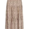 Zabaione Damen Longform Rock 2-lagig Blumen Muster Beige Gelb