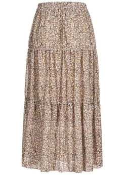 Zabaione Damen Longform Rock 2-lagig Blumen Muster Beige Gelb -Onlyy Kleidung Geschaft 20052775 2