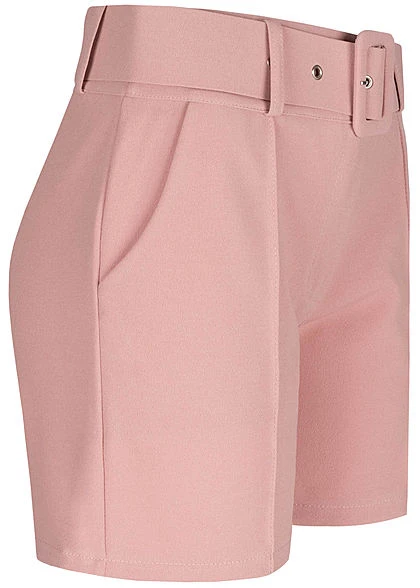 Fresh Lemons Damen High-Waist Shorts Inkl. Breiter Gürtel 2-Pockets Old Rose 2 Fresh Lemons Damen High-Waist Shorts Inkl. Breiter Gürtel 2-Pockets Old Rose – Bild 2