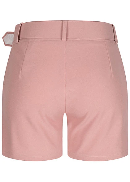 Fresh Lemons Damen High-Waist Shorts Inkl. Breiter Gürtel 2-Pockets Old Rose 3 Fresh Lemons Damen High-Waist Shorts Inkl. Breiter Gürtel 2-Pockets Old Rose – Bild 3