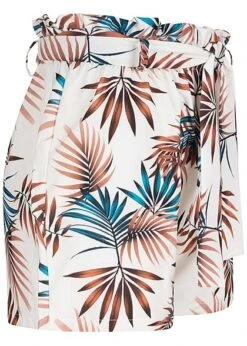 Fresh Lemons Damen Paperbag Shorts Inkl. Bindegürtel Tropical Print Weiss -Onlyy Kleidung Geschaft 20055085 1