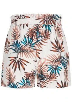 Fresh Lemons Damen Paperbag Shorts Inkl. Bindegürtel Tropical Print Weiss -Onlyy Kleidung Geschaft 20055085 2