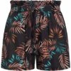 Fresh Lemons Damen Paperbag Shorts Inkl. Bindegürtel Tropical Print Schwarz