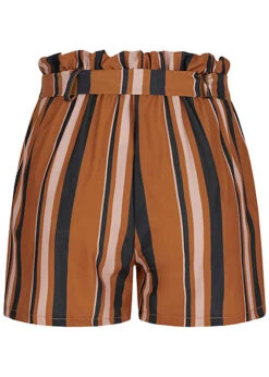 Fresh Lemons Damen High-Waist Paperbag Shorts Inkl. Gürtel Streifen Muster Braun -Onlyy Kleidung Geschaft 20055094 2