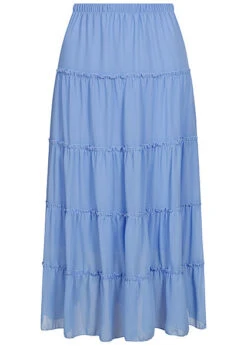 Fresh Lemons Damen Longform Stufenrock 2-lagig Sky Blau