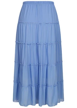 Fresh Lemons Damen Longform Stufenrock 2-lagig Sky Blau -Onlyy Kleidung Geschaft 20055107 2