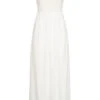 Hailys Damen V-Neck Maxi Krepp Kleid Häkelbesatz Oben 2-lagig Weiss