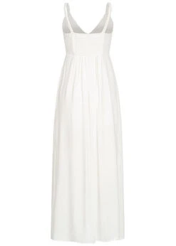 Hailys Damen V-Neck Maxi Krepp Kleid Häkelbesatz Oben 2-lagig Weiss -Onlyy Kleidung Geschaft 20062857 2