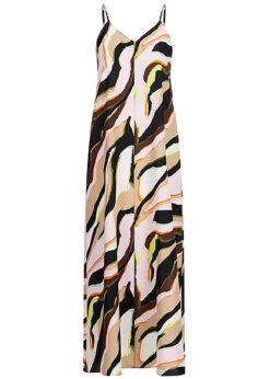 ONLY Damen V-Neck Maxi Kleid Abstrakter Print Schleife Hinten Cloud D. Multicolor