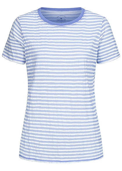 Tom Tailor Damen T-Shirt Streifen Muster Blau Off Weiss 1 Tom Tailor Damen T-Shirt Streifen Muster Blau Off Weiss