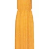 Fresh Lemons Damen Viskose Maxi Kleid Taillengummibund Punkte Muster Gelb Weiss