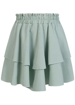 Fresh Lemons Damen Mini Stufenrock Unicolor Hell Grün