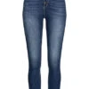 Hailys Damen High-Waist Skinny Jeans Hose 4er Knopfleiste 5-Pockets Dunkel Blau Denim
