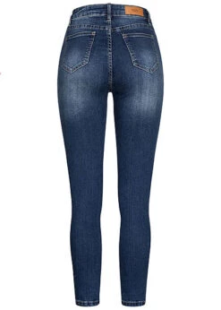 Hailys Damen High-Waist Skinny Jeans Hose 4er Knopfleiste 5-Pockets Dunkel Blau Denim -Onlyy Kleidung Geschaft 20073664 2