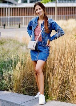 Hailys Damen Mini Jeans Rock Zipper Vorne Medium Blau Denim -Onlyy Kleidung Geschaft 20073796 3