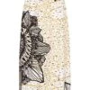 Styleboom Fashion Damen Paperbag Longform Rock Barock Print Weiss Schwarz