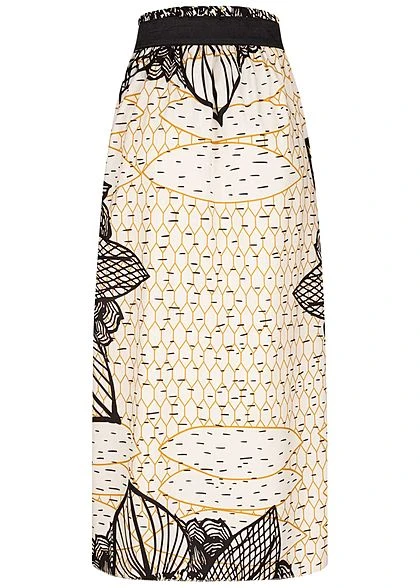 Styleboom Fashion Damen Paperbag Longform Rock Barock Print Weiss Schwarz 3 Styleboom Fashion Damen Paperbag Longform Rock Barock Print Weiss Schwarz – Bild 3