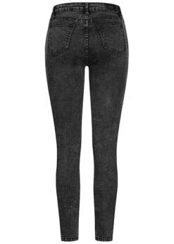 Hailys Damen High-Waist Skinny Jeans Hose Knopfleiste 5-Pockets Acid Schwarz Denim -Onlyy Kleidung Geschaft 20084113 2