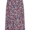 Styleboom Fashion Damen Longform Chiffon Rock Blumen Muster 2-lagig Navy Blau