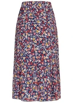 Styleboom Fashion Damen Longform Chiffon Rock Blumen Muster 2-lagig Navy Blau -Onlyy Kleidung Geschaft 20086280 2
