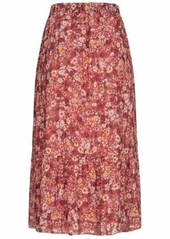Styleboom Fashion Damen Longform Chiffon Rock Blumen Muster 2-lagig Rosa -Onlyy Kleidung Geschaft 20086281 2