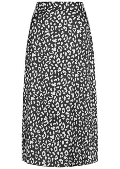 Styleboom Fashion Damen Longform Rock Leo Print Schwarz Weiss