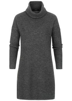ONLY Damen NOOS Rollkragen Mini Woll Strickkleid Dunkel Grau Melange