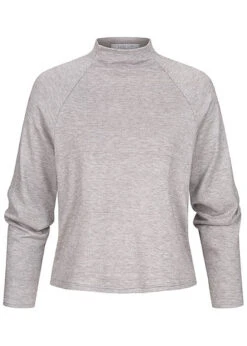 Hailys Damen High-Neck Pullover Longsleeve Hell Grau