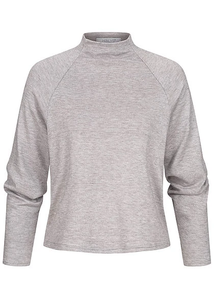Hailys Damen High-Neck Pullover Longsleeve Hell Grau 1 Hailys Damen High-Neck Pullover Longsleeve Hell Grau