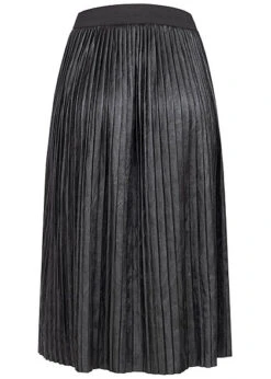 Hailys Damen Midi Kunstleder Faltenrock Gummibund Schwarz -Onlyy Kleidung Geschaft 20104813 2